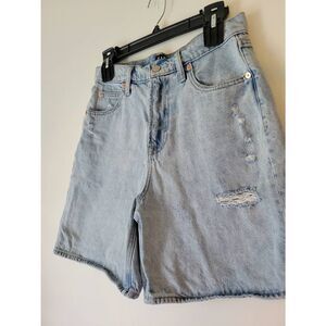 GAP Denim High Rise Distressed Jean Shorts Light Wash Cutoff Raw Hem Women’s 27